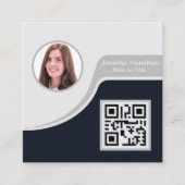 Professionele zwarte grijs voeg uw Logo QR-code to Vierkante Visitekaartje (Voorkant)
