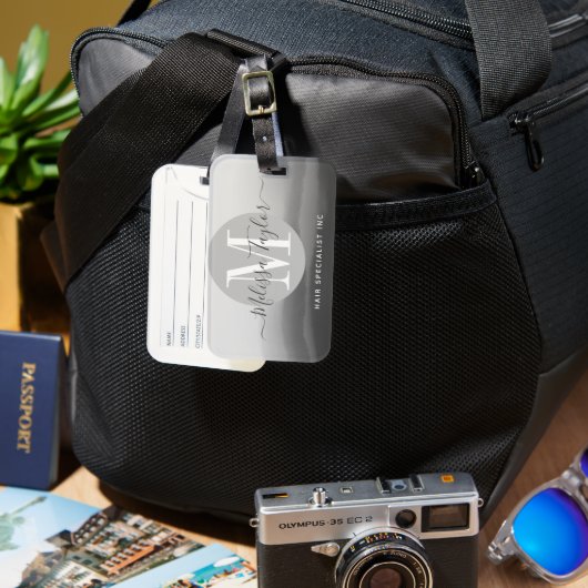 Professionele zwarte grillige inktinkt Waterverf Bagagelabel (Voorkant & Achterkant)