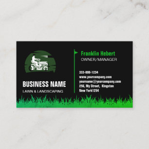 Professionele zwarte groene gazon zorg & Landscapi Visitekaartje