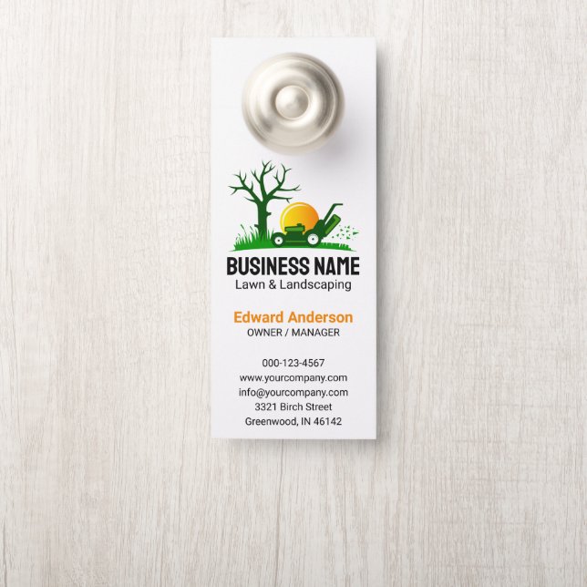 Professionele zwarte groene gazon zorg landschapsa deurhanger (Op knop)