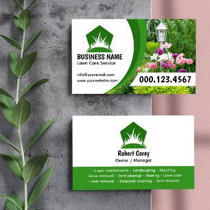 Professionele Zwarte Groene Grasmaaier Service Fot Visitekaartje