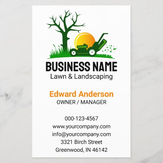 Professionele Zwarte Groene Graszorg Landschapsarc Flyer (Voorkant)