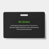 Professionele Zwarte Groene Graszorg Service Badge (Achterkant)