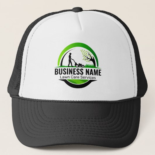 Professionele Zwarte Groene Graszorg Service Trucker Pet (Voorkant)
