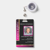 Professionele zwarte & hot-roze draadloze fotobadg badge (Front with Retractable)