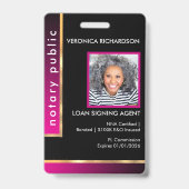 Professionele zwarte & hot roze notarisfoto badge (Voorzijde)