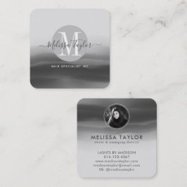 Professionele zwarte inkt Abstracte handtekening F Vierkante Visitekaartje