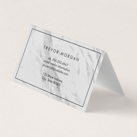 Professionele zwarte lederen sierstrip visitekaartje (Achterkant)