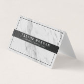 Professionele zwarte lederen sierstrip visitekaartje (Voorkant)