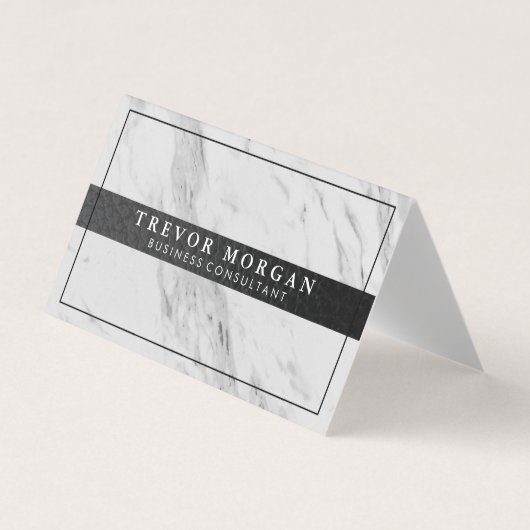 Professionele zwarte lederen sierstrip visitekaartje (Voorkant)