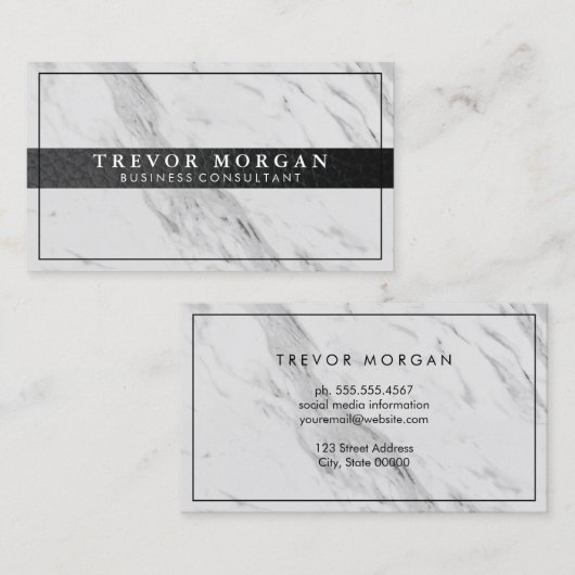 Professionele Zwarte Leren Afwerking Marmer Visitekaartje (Voorkant / Achterkant)
