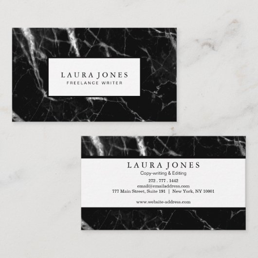Professionele zwarte marmer visitekaartje (Voorkant / Achterkant)