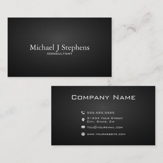 Professionele Zwarte Minimalistische Contact Icone Visitekaartje (Voorkant / Achterkant)