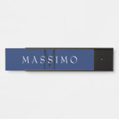 Professionele Zwarte Monogram Blauwe Uw Naam Deurbordje (Voorkant)