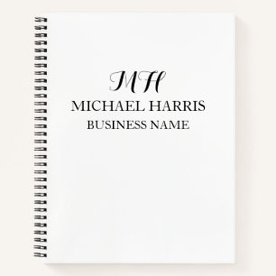 Professionele Zwarte Monogram Eerste Zakelijke Notitieboek