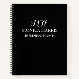 Professionele Zwarte Monogram Eerste Zakelijke Notitieboek