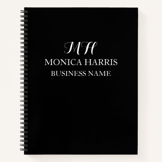 Professionele Zwarte Monogram Eerste Zakelijke Notitieboek (Voorkant)