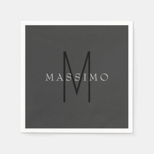 Professionele Zwarte Monogram Grijze Uw Naam Servet