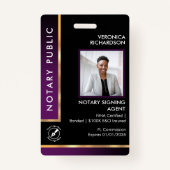 Professionele zwarte & Paarse QR Noteerfoto-ID Badge (Voorkant)