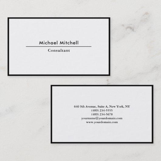 Professionele zwarte rand Elegant Black Visitekaartje (Voorkant / Achterkant)