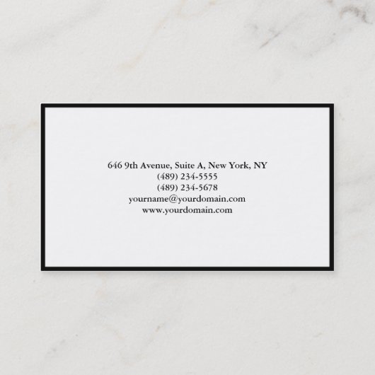 Professionele zwarte rand Elegant Black Visitekaartje (Achterkant)