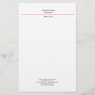 Professionele zwarte rode, eenvoudige witte vlek briefpapier