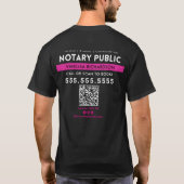 Professionele zwarte roze notaris openbare Logo QR T-shirt (Achterkant)