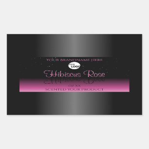 Professionele zwarte roze productlabel Glitter Log Rechthoekige Sticker