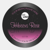 Professionele zwarte roze productlabel Glitter Log Ronde Sticker (Voorkant)