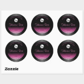 Professionele zwarte roze productlabel Glitter Log Ronde Sticker (Vel)