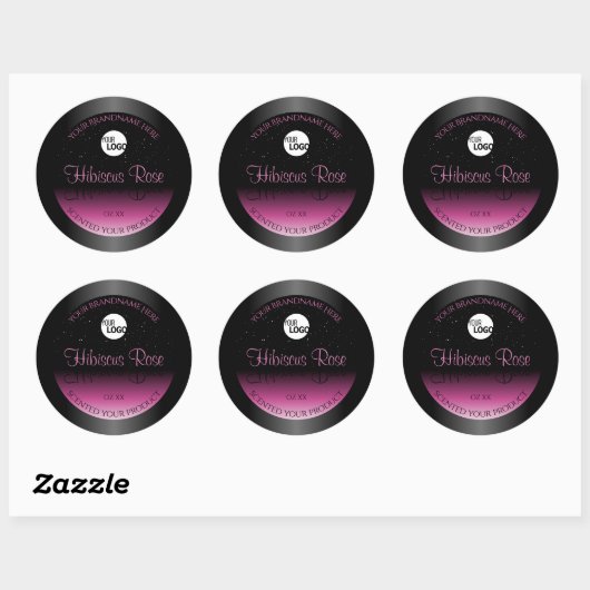 Professionele zwarte roze productlabel Glitter Log Ronde Sticker (Vel)