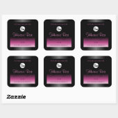 Professionele zwarte roze productlabel Glitter Log Vierkante Sticker (Vel)