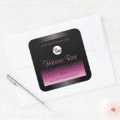 Professionele zwarte roze productlabel Glitter Log Vierkante Sticker (Envelop)
