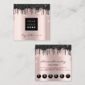 Professionele zwarte schijven 6 Punks CustomLogo-R Vierkante Visitekaartje (Voorkant / Achterkant)