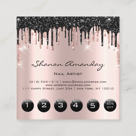 Professionele zwarte schijven 6 Punks CustomLogo-R Vierkante Visitekaartje (Achterkant)