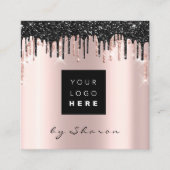 Professionele zwarte schijven 6 Punks QRCodeLogo-R Vierkante Visitekaartje (Voorkant)