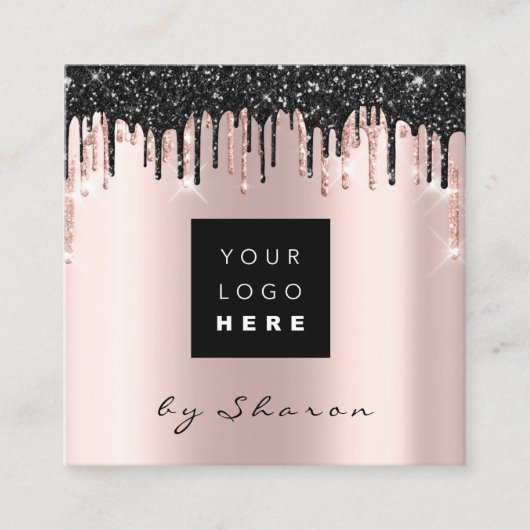 Professionele zwarte schijven 6 Punks QRCodeLogo-R Vierkante Visitekaartje (Voorkant)