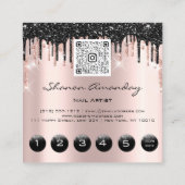 Professionele zwarte schijven 6 Punks QRCodeLogo-R Vierkante Visitekaartje (Achterkant)