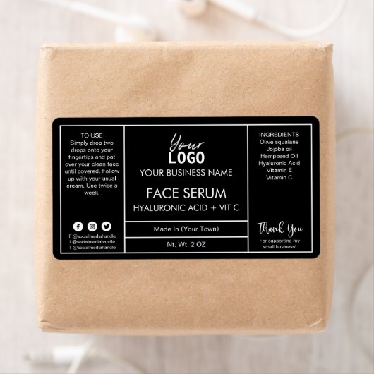 Professionele zwarte serumlabels etiket (Insitu)