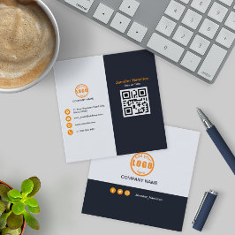 Professionele zwarte Sinaasappel voegt uw Logo QR- Vierkante Visitekaartje