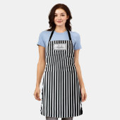 Professionele Zwarte Streep Script Naam Monogram Schort (Gedragen)