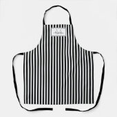 Professionele Zwarte Streep Script Naam Monogram Schort (Voorkant)