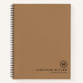 Professionele Zwarte Tan Monogram Initiaal Notitieboek (Voorkant)