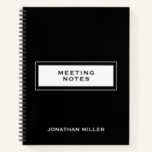 Professionele zwarte vergaderingsnotities notitieboek