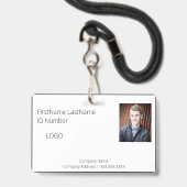 Professionele zwarte werknemer ID-badge met barcod Badge (Front with Lanyard)