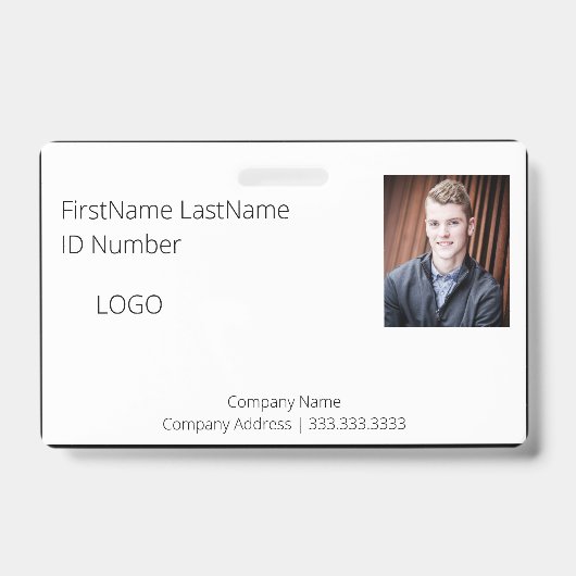 Professionele zwarte werknemer ID-badge met barcod Badge (Front)