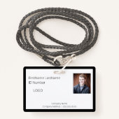 Professionele zwarte werknemer ID-badge met barcod Badge (Voorkant met draagriem)