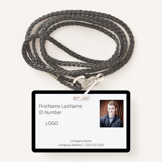 Professionele zwarte werknemer ID-badge met barcod Badge (Voorkant met draagriem)