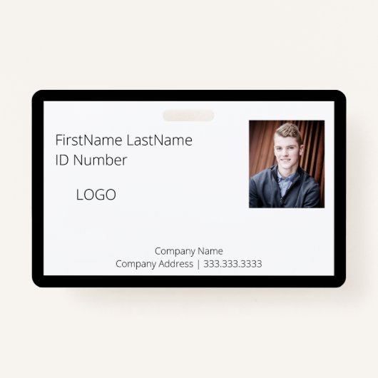 Professionele zwarte werknemer ID-badge met barcod Badge (Voorkant)