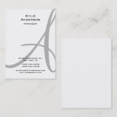 Professionele zwarte witte kalligrafie Monogram Visitekaartje (Voorkant / Achterkant)